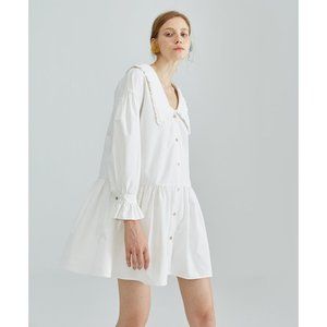 Rumia Flared Shirt Dress with Over-Sized  Collar